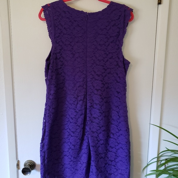 Nicole Miller Purple lace pencil dress lined sz 12 - Picture 2 of 7